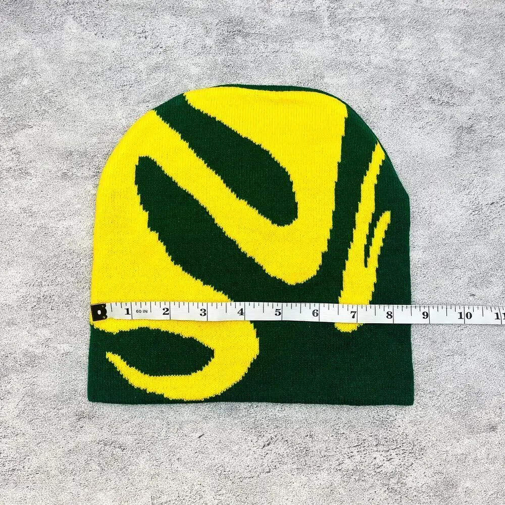 grunge gothic punk flowy green and yellow beanie
